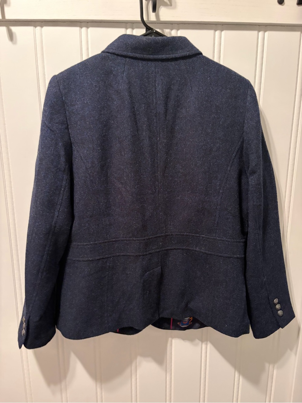 Talbots Wool Aberdeen Blazer Jacket Gold Buttons Blue Heather Teapots Size 16 - Picture 5 of 8